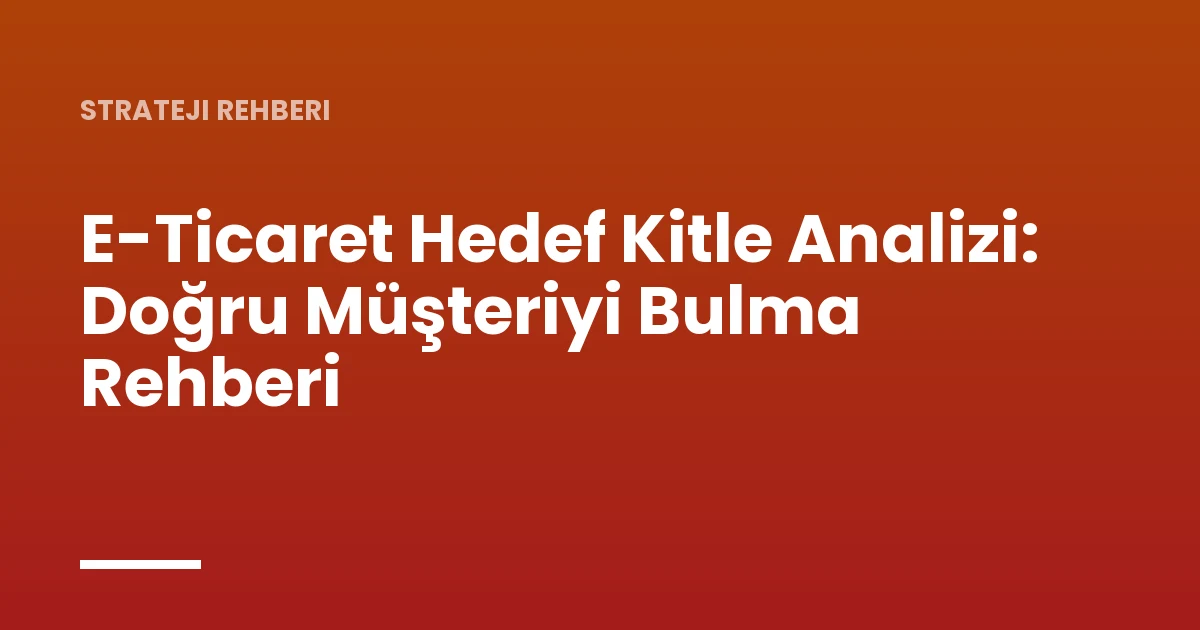 E-Ticaret Hedef Kitle Analizi: Doğru Müşteriyi Bulma Rehberi